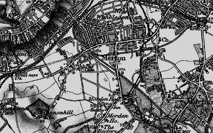 Old map of Merton in 1896