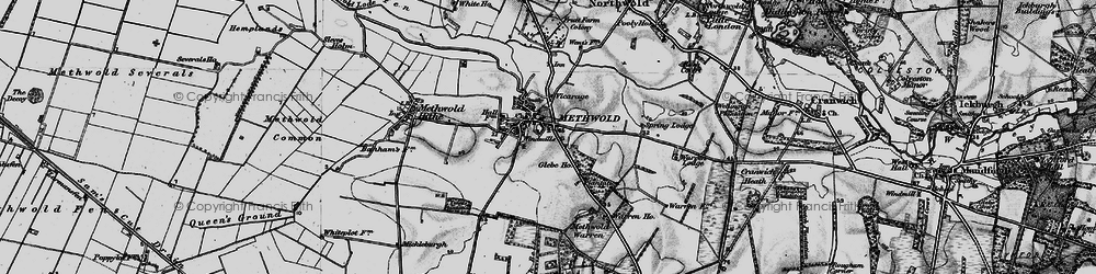 Old map of Methwold in 1898