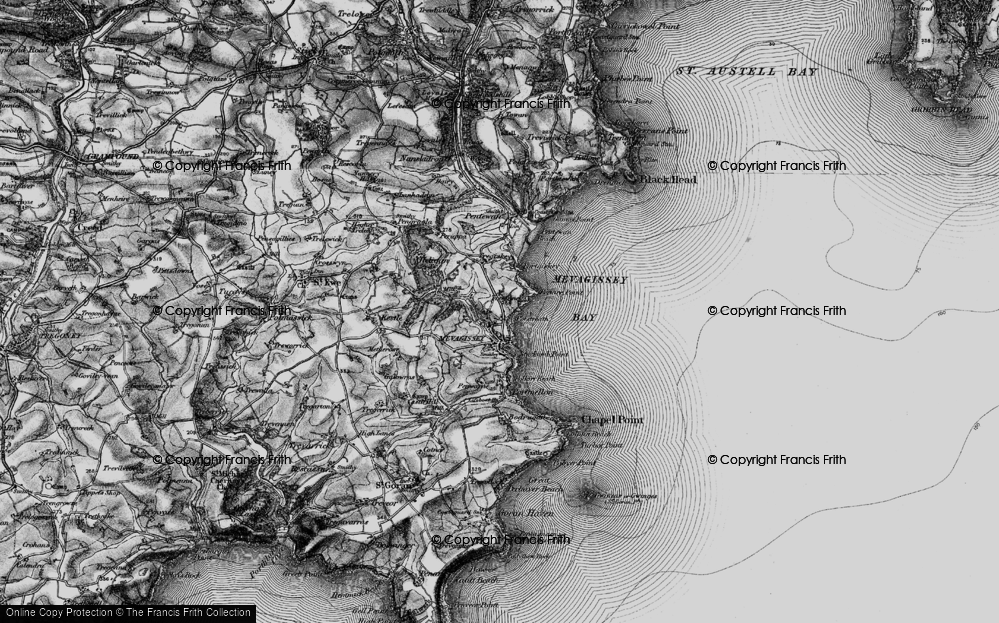 Old Map of Mevagissey, 1895 in 1895