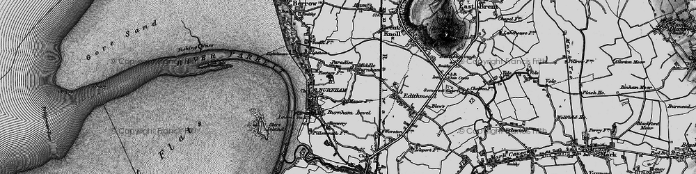 Old map of Burnham Level in 1898
