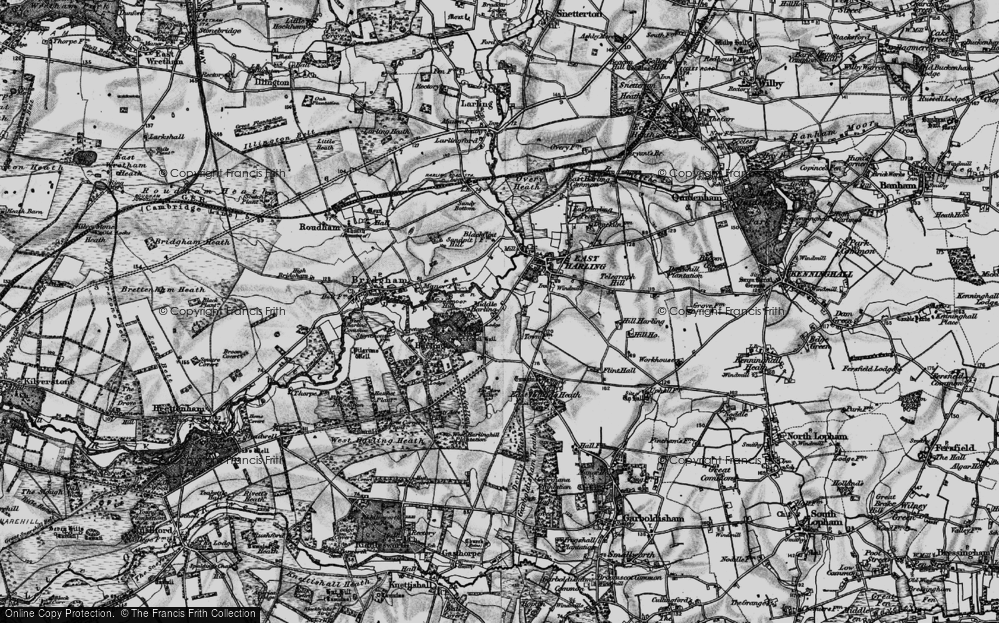 Old Map of Middle Harling, 1898 in 1898