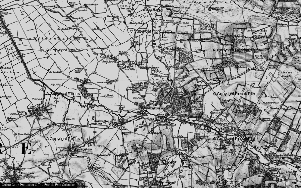 Old Map of Mildenhall, 1898 in 1898
