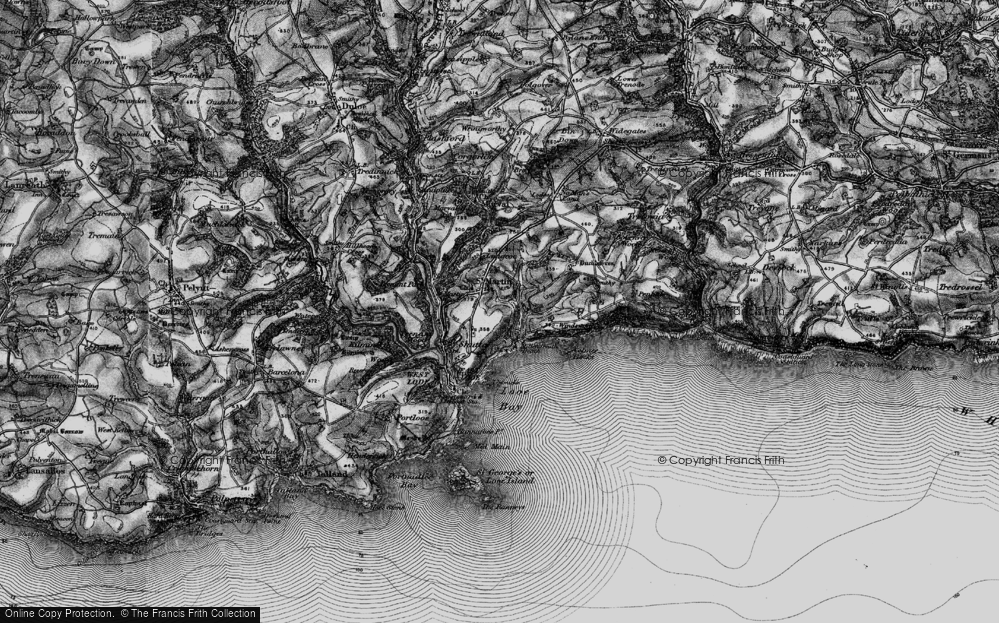 Old Map of Historic Map covering Bodigga Cliff in 1896