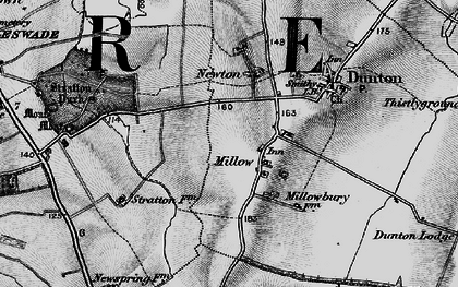 Old map of Millow in 1896