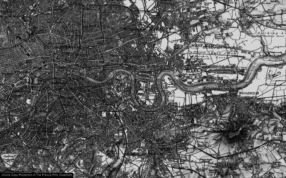 Old Map of Millwall, 1896 in 1896