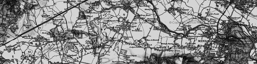 Old map of Moneyrow Green in 1895