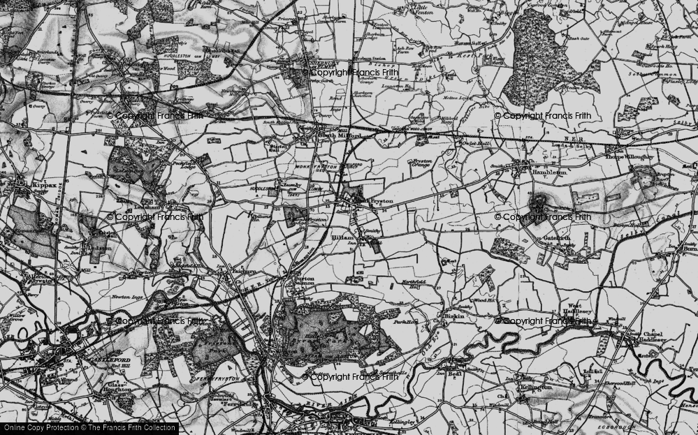 Old Map of Monk Fryston, 1895 in 1895