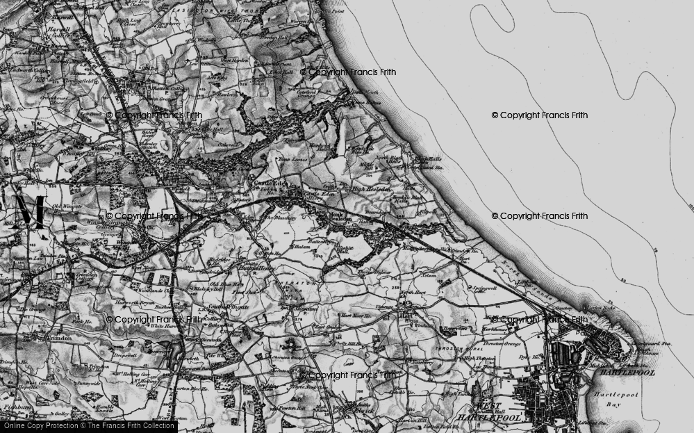 Old Map of Monk Hesleden, 1898 in 1898
