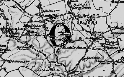 Old map of Monk Soham in 1898