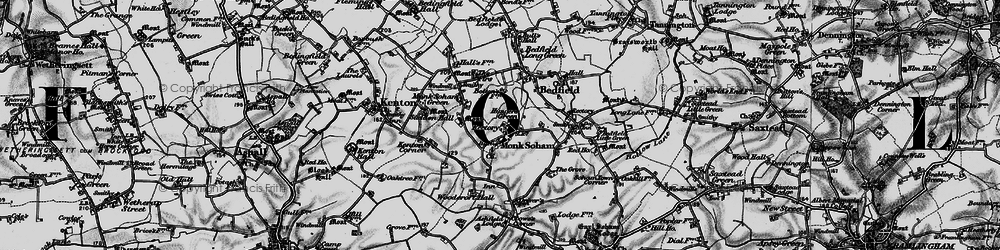 Old map of Monk Soham in 1898