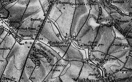 Old map of Monkton Up Wimborne in 1895