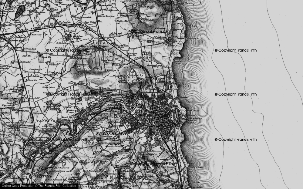 Old Map of Monkwearmouth, 1898 in 1898