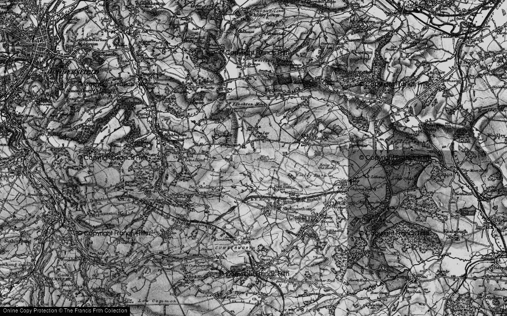 Old Map of Historic Map covering Emley Moor in 1896
