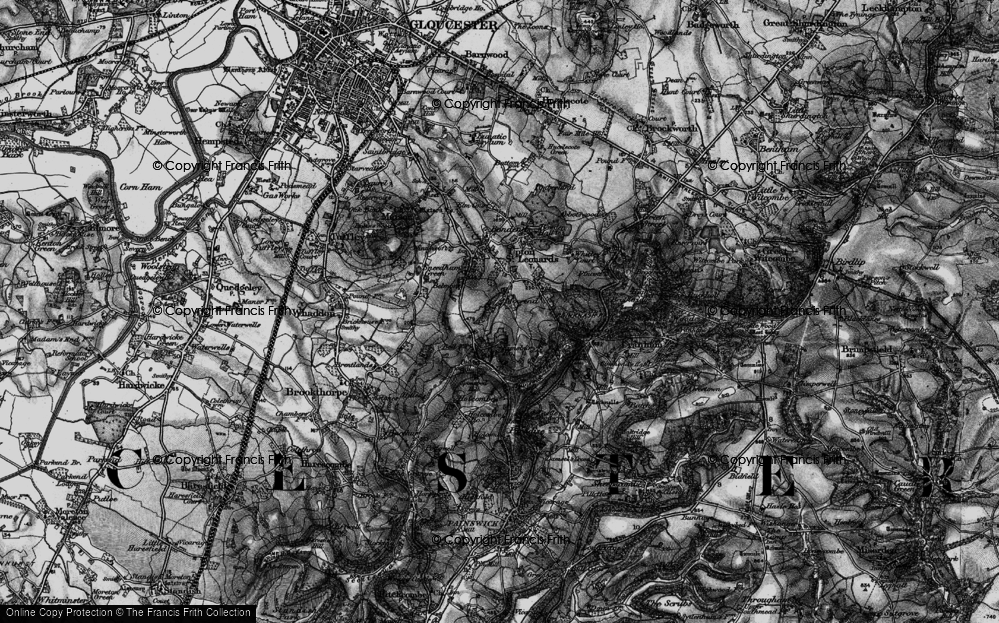 Old Map of Historic Map covering Painswick Beacon in 1896