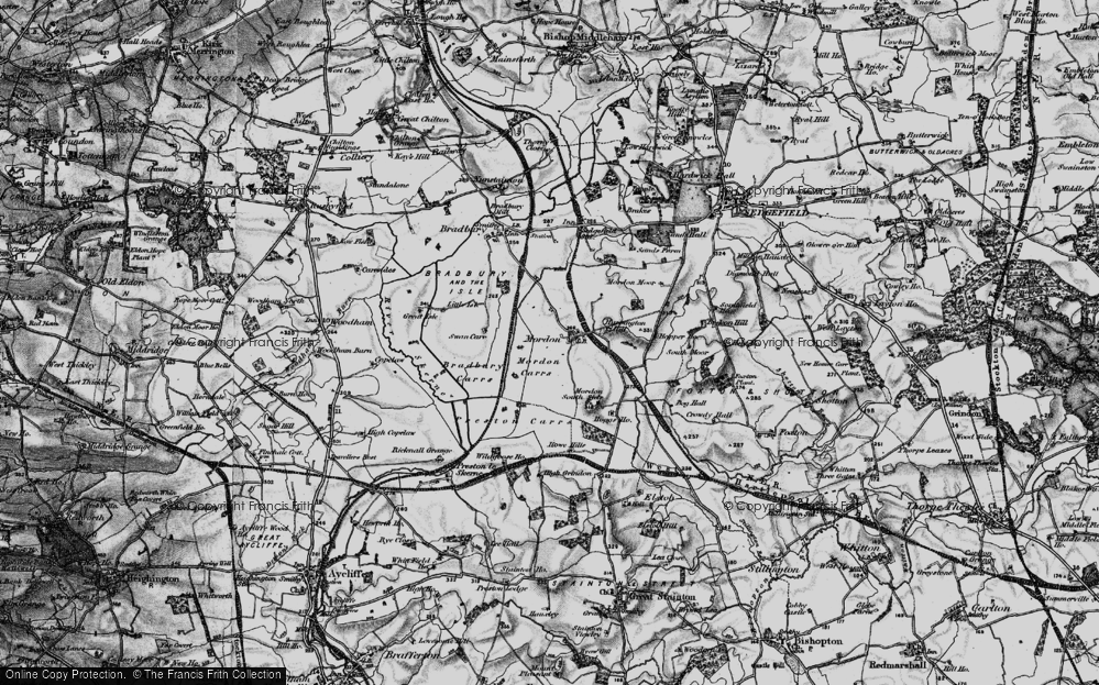 Old Map of Historic Map covering Bradbury Carrs in 1898