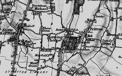 Old map of Morningthorpe in 1898