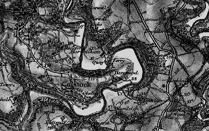 Old map of Morwellham Quay in 1896