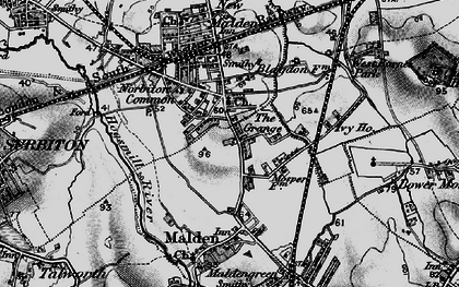 Old map of Motspur Park in 1896