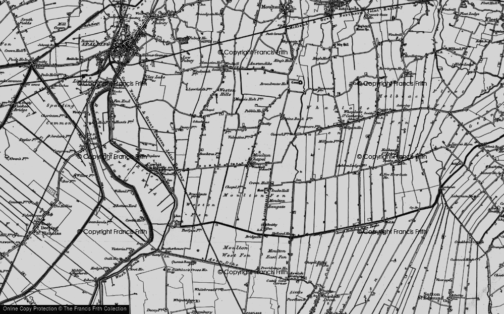 Old Map of Moulton Chapel, 1898 in 1898
