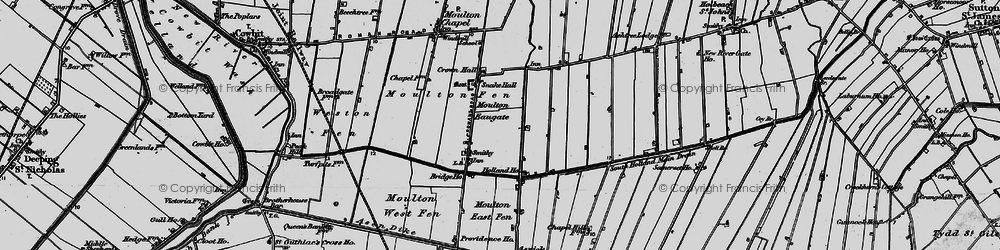 Old map of Moulton Eaugate in 1898