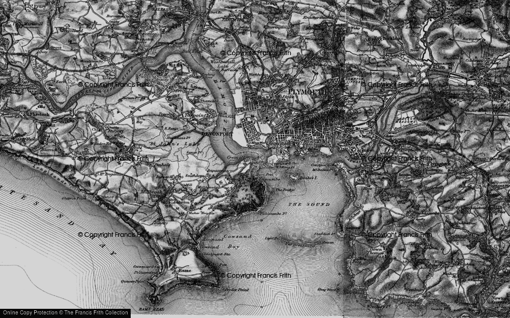Old Map of Historic Map covering Picklecombe Point in 1896