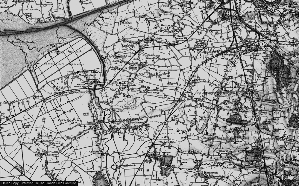 Old Map of Much Hoole Moss Houses, 1896 in 1896