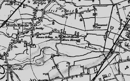 Old map of Much Hoole Moss Houses in 1896