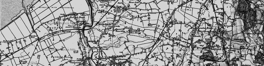 Old map of Much Hoole Moss Houses in 1896