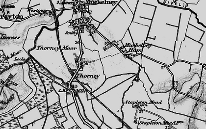 Old map of Muchelney Ham in 1898