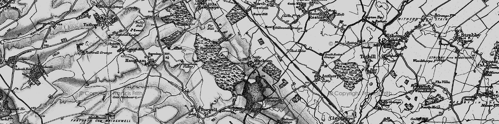 Old map of Burwell Wood in 1899
