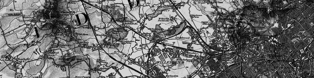 Old map of Neasden in 1896
