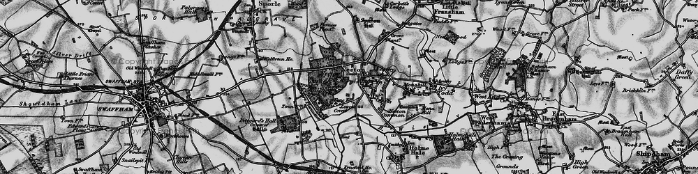 Old map of Necton in 1898