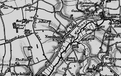 Old map of Brockdish Hall in 1898