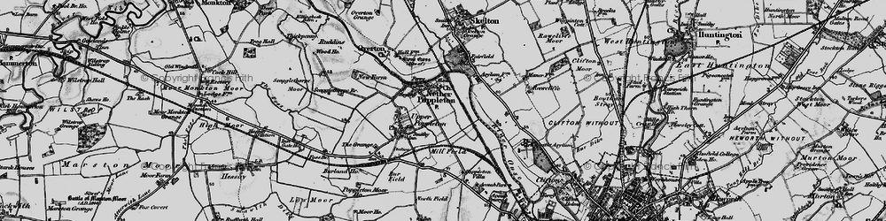 Old map of Nether Poppleton in 1898