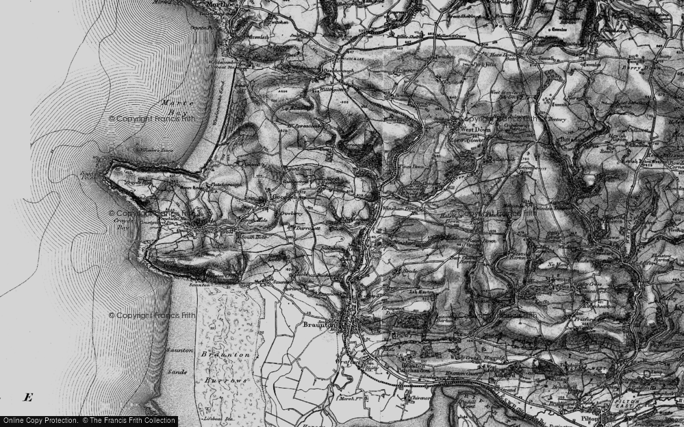 Old Map of Historic Map covering Buckland Down in 1897