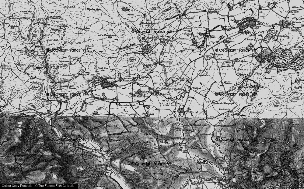 Old Map of Historic Map covering Biddlestone Edge in 1897