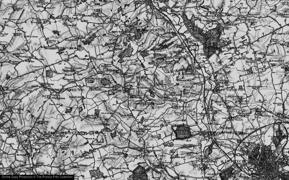 Old Map of Nettlestead, 1896 in 1896