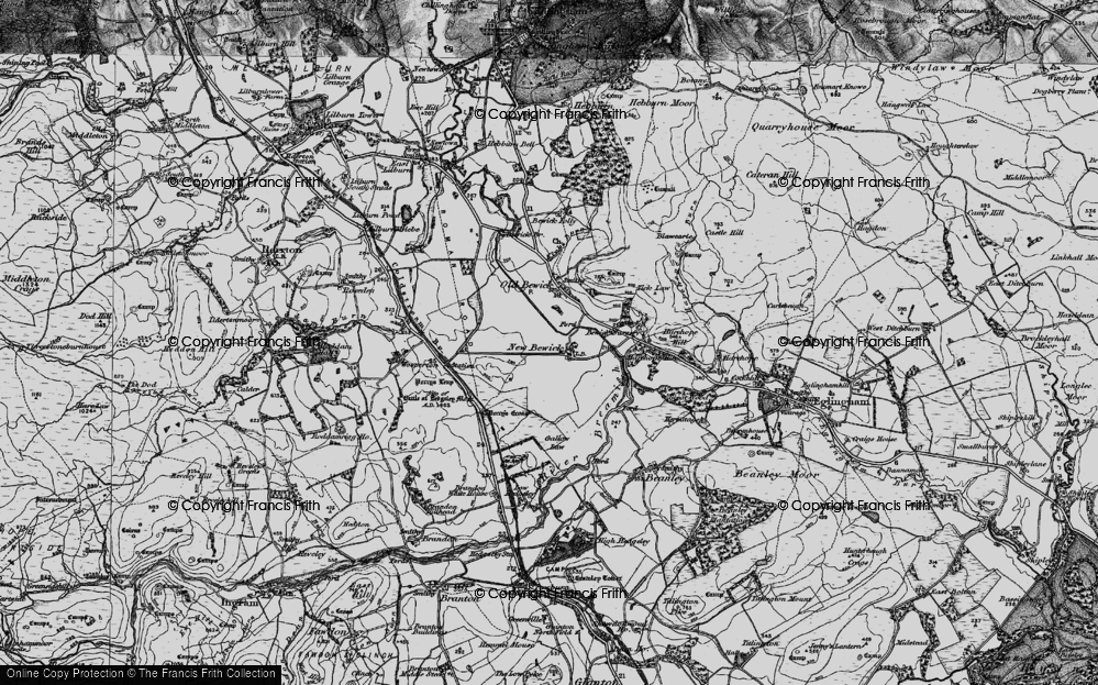 Old Map of Historic Map covering Old Bewick in 1897