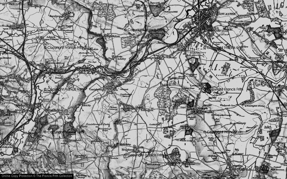 Old Map of Historic Map covering Conisbrough Common in 1895