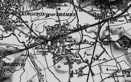 Old map of New Malden in 1896