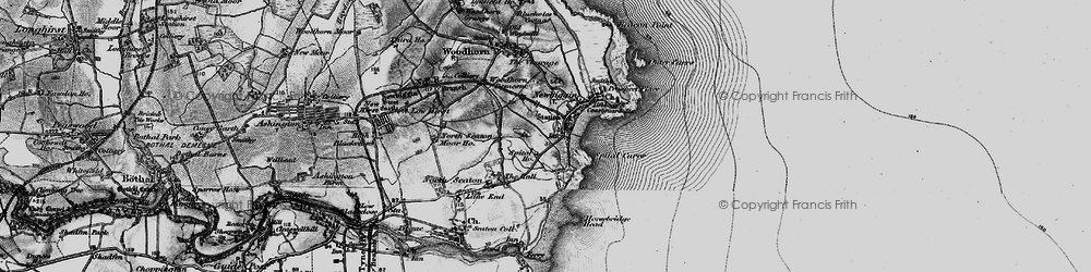 Old map of Newbiggin-by-the-Sea in 1897