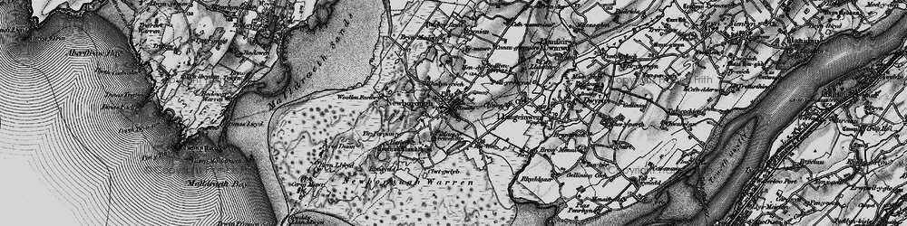 Old map of Newborough in 1899