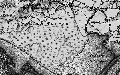 Old map of Abermenai Point in 1899