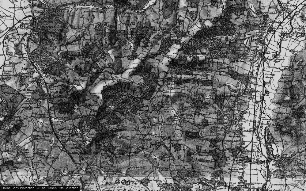 Old Map of Historic Map covering Wormley Wood in 1896