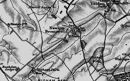 Old map of Newton Bromswold in 1898