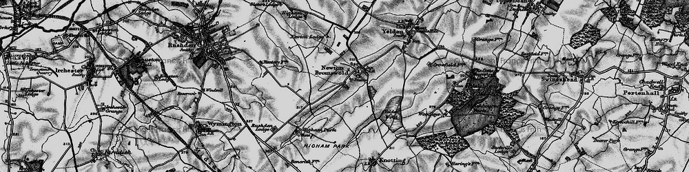 Old map of Newton Bromswold in 1898