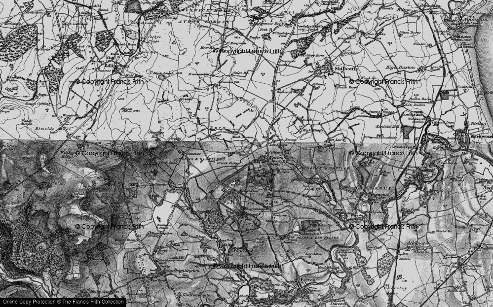 Old Map of Newton on the Moor, 1897 in 1897