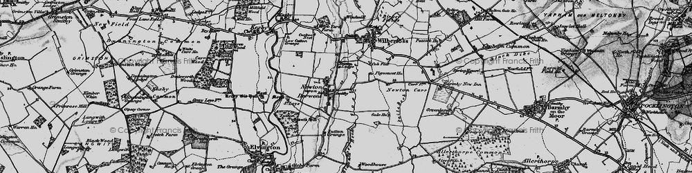 Old map of Newton upon Derwent in 1898