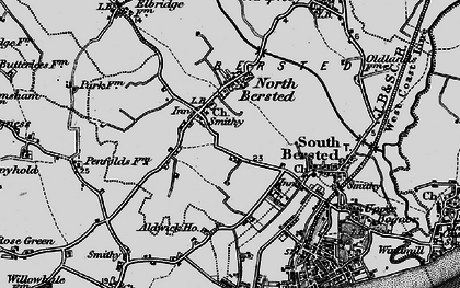 Old map of Aldingbourne Rife in 1895