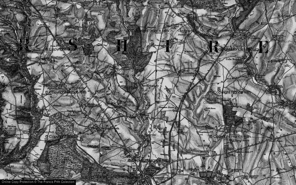Old Map of Historic Map covering Baunton Downs in 1896